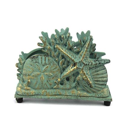 Pack Of 2] Antique Bronze Cast Iron Seashell Napkin Holder 7"