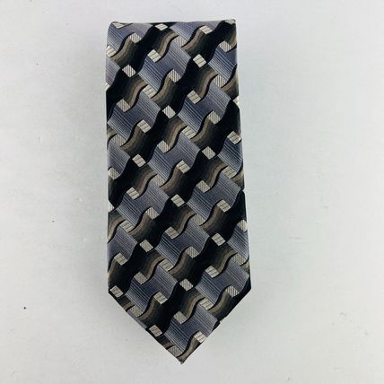 Arrow Dress Necktie Tie 100% Silk Brown Silver Earthtones