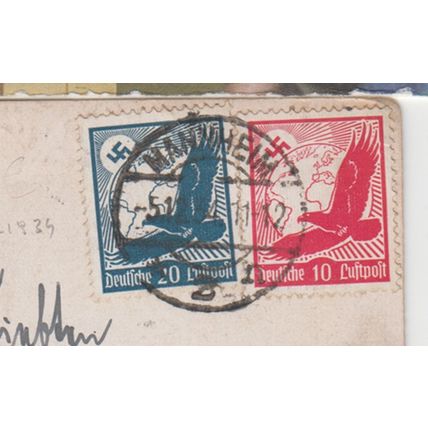 AIR MAIL old style etiquette on cover- 1934 Mannheim, Germany to London