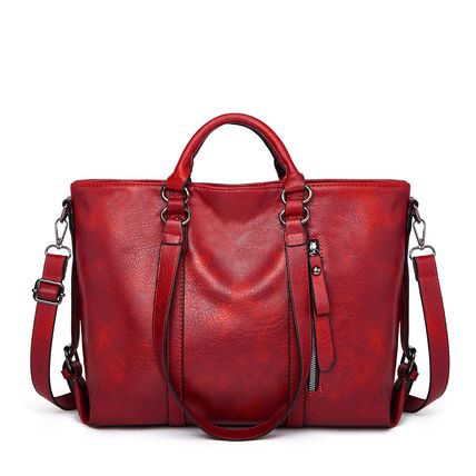 Women Trendy Vegan Leather Hobo Handbags Red