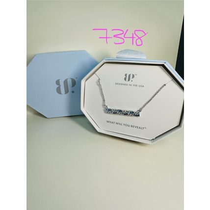 NIB Bomb Party Necklace RBP8837 Determined Rise LC Blue Zircon Spinel Rhodium P
