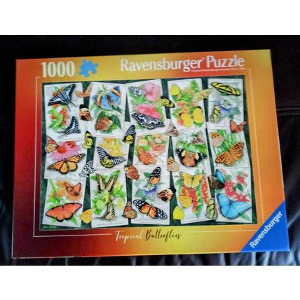 USED ONCE & LIKE NEW - RAVENSBURGER 1000 PIECE JIGSAW - TROPICAL BUTTERFLIES