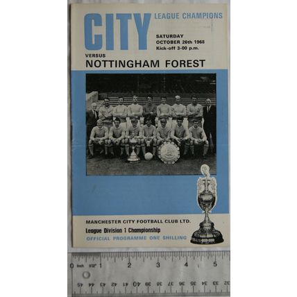 1968 programme Manchester City v. Nottingham Forest