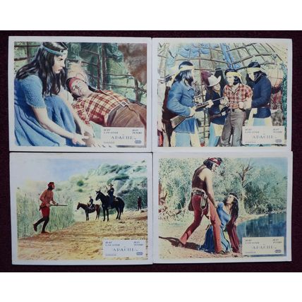 APACHE (1954) UK FOH / Lobby card set ***Burt Lancaster, Jean Peters***