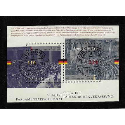 GERMANY 1998 PARLIAMENTARY ANNIV MINIATURE SHEET USED SG MS2849 #2