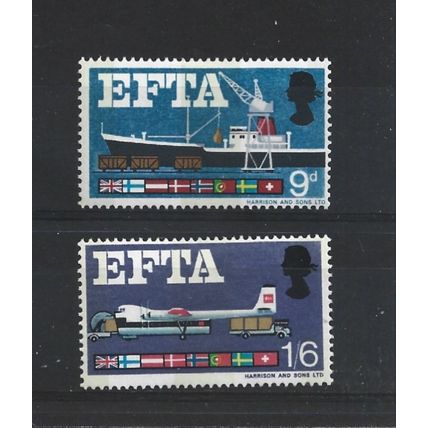 GB.European Free Trade Association set of 2.Phosphor Issue.Mounted Mint.Jul25a