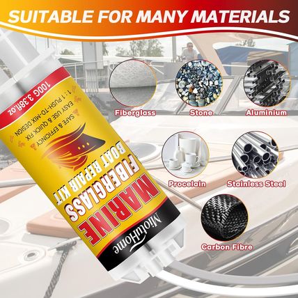 Marine Fiberglass Repair Kit for Boats, Gel Coat Repair Kit for Boats, Fiberglas