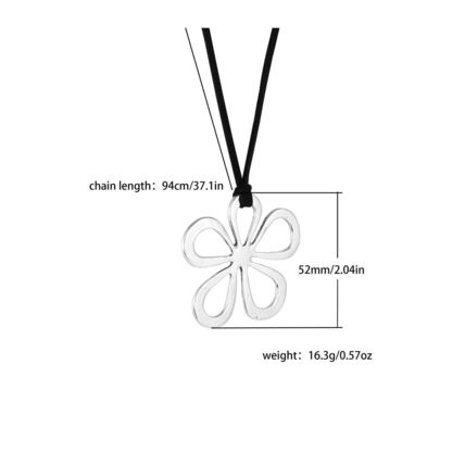 Silvery Hollow Out Floral Leather Rope Y-shaped Necklace