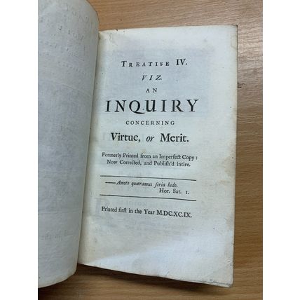 1732 Characteristicks Inquiry Concerning Virtue & Merit Vol 2 Antique Book (P4)