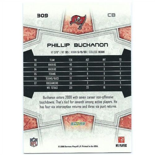 2008 Score - #309 - Phillip Buchanon