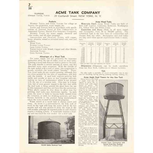 acme tank company 1936 angle steel towers wood vats vintage catalog