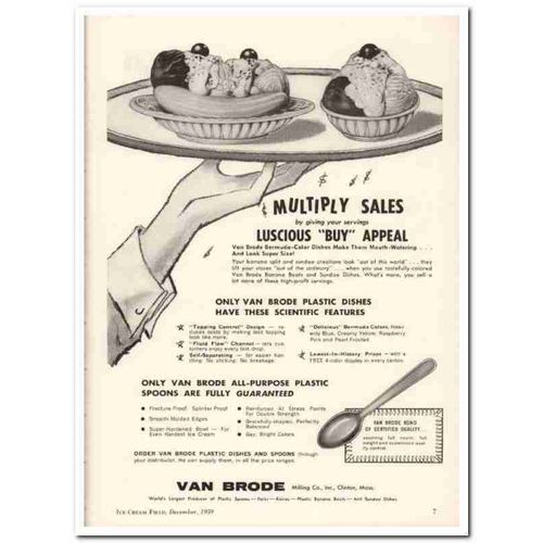 van brode milling company 1959 buy appeal dishes ice cream vintage ad