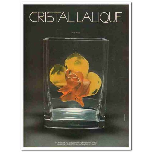 lalique 1977 vase rose cristal crystal luxury glass vintage ad
