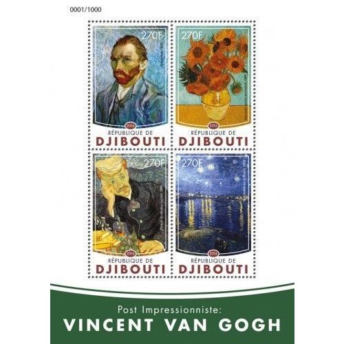 DJIBOUTI 2016 SHEET MNH VINCENT VAN GOGH ART PAINTINGS ARTE PINTURAS