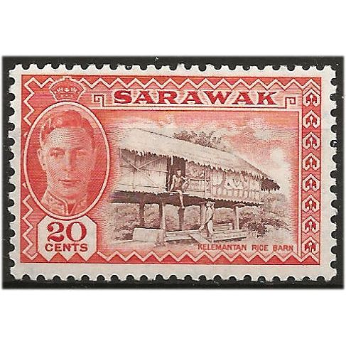Sarawak 1950 SG180 20c Purple-Brown & Red-Orange Mounted Mint .