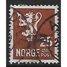 NORWAY 1937 NEW LION 25 ORE BROWN SG 289 FINE USED