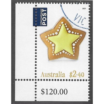 AUS 2021 $2.40 'CHRISTMAS - STAR' (CORNER MARGIN) FINE USED EBID77-079)