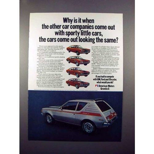 1971 American Motors Gremlin X Car Ad - Sporty