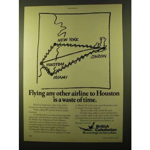 1977 British Caledonian Airline Ad - Flying To Houston
