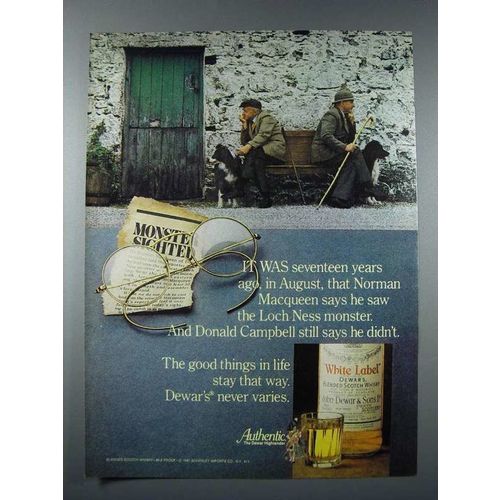 1981 Dewar's Scotch Ad - Norman Saw Loch Ness Monster