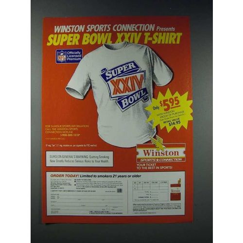 1990 Winston Cigarette Ad - Super Bowl XXIV T-Shirt