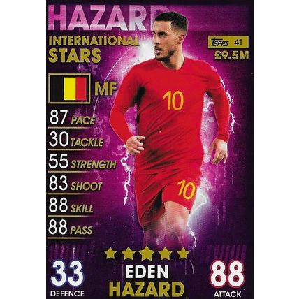 Match Attax - 101 (2019): International Stars - Belgium, Hazard (Eden)