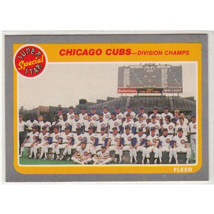1985 Fleer baseball card 642 Chicago Cubs "Division Champs"