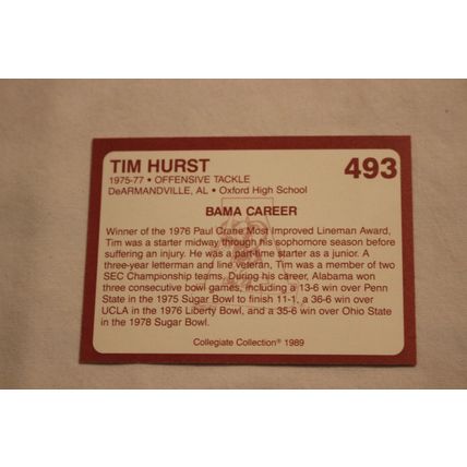 Tim Hurst 1989 Collegiate Collection Alabama's Finest NO. 493