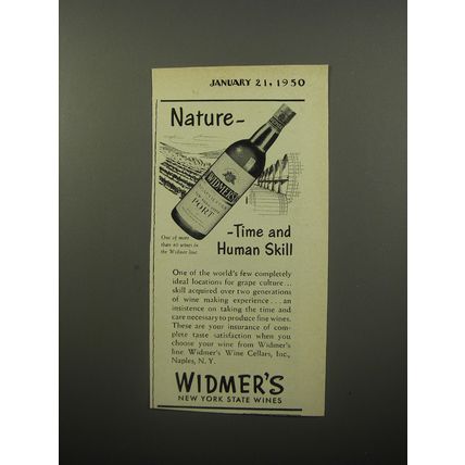 1950 Widmer's Port Ad - Nature - time and Human Skill