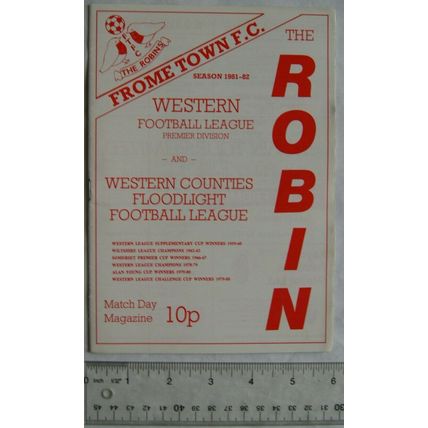 1981 programme Frome Town v. Clevedon Town