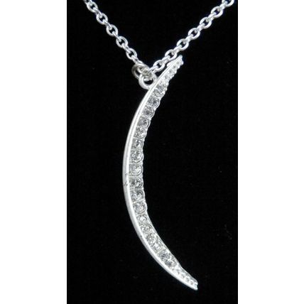 Rhinestone Bar and Moon Necklaces - Silver #355 USA Seller