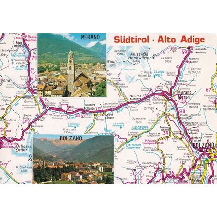 Sudtirol Alto Adige Merano Bolzang Italian Rare Map Postcard