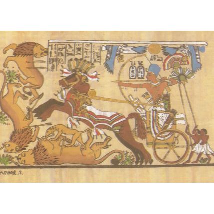 Tutankhamun Hunting The Lion 18th Dynasty Egyptian Postcard