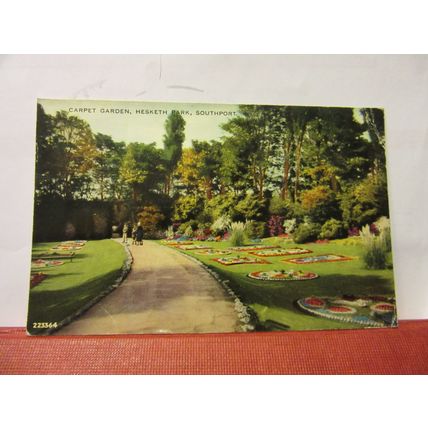 CARPET GARDENS, HESKETH PARK, SOUTHPORT, LANCASHIRE used postcard 1957 pm =