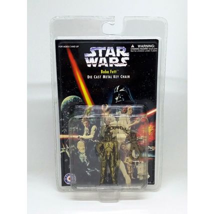 Star Wars Boba Fett Die Cast Metal Keychain Key Ring - 1997 Factory Sealed