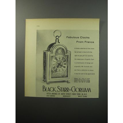 1955 Black, Starr & Gorham Clocks Ad - Fabulous Clocks from France