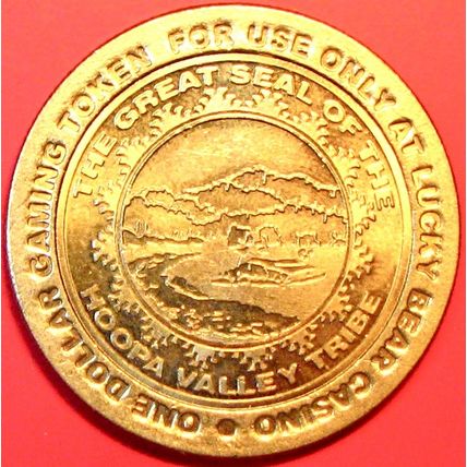 Lucky Bear. $1 Casino Token. Hoopa, CA. P42.