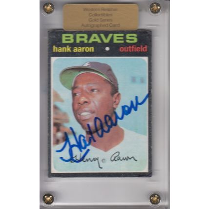 HANK AARON 1971 AUTOGRAPHED ATLANTA BRAVES HOF ALL-STAR WORLD CHAMPION OUTFIELDR