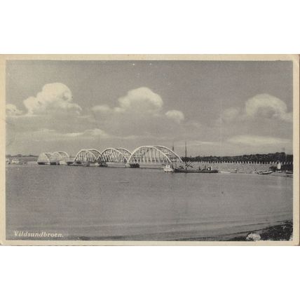 Vildsundbroen Denmark Antique Bridge River Boat Old Postcard