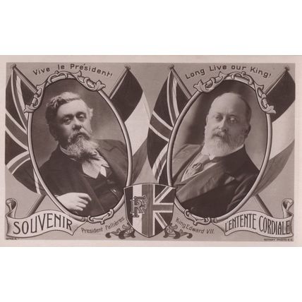 Long Live Our King Edward VII Vive Le French President Felliers RPC Postcard