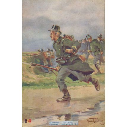 French WW1 Rifleman Military 1916 From Army Camp Postcard