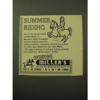 1960 Miller's Riding Clothes Ad - Summer Riding