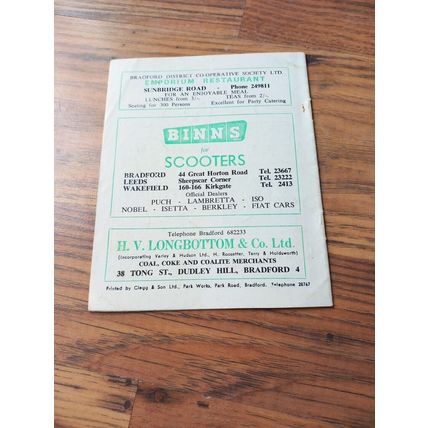 1961/62 Bradford Park Ave vs Shrewsbury - Division 3, 13/1/1962 ** FREE P&P **