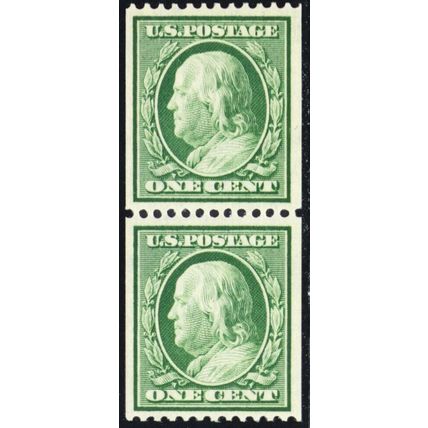 348, Mint VF/XF NH 1¢ Coil Pair With (Copy) PFC Certificate * Stuart Katz