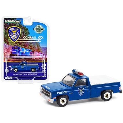 1981 Chevrolet C-10 Custom Deluxe Pickup Truck Blue with White Truck Bed Cove...