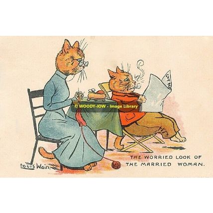 rp10212 - Louis Wain Cats - Worried Look Of The Married Woman - print 6x4