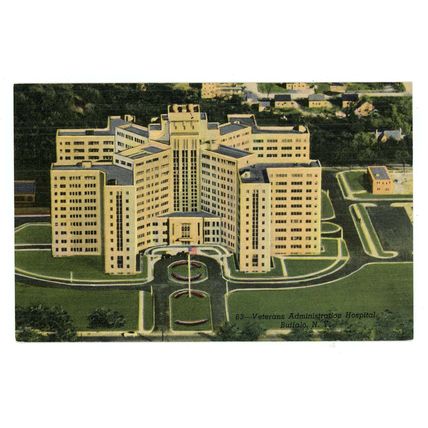 Veterans Hospital Buffalo New York USA Linen Postcard NY