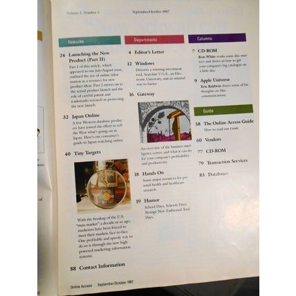 Online Access Magazine September/October 1987 - Buyer's Guide...; Financial Info