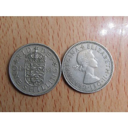 GB 1959 Elizabeth II English 1/- Shilling Coin