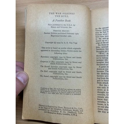 1962 A E VAN VOGT "THE WAR AGAINST THE RULL" SCIENCE FICTION PAPERBACK BOOK (P3)